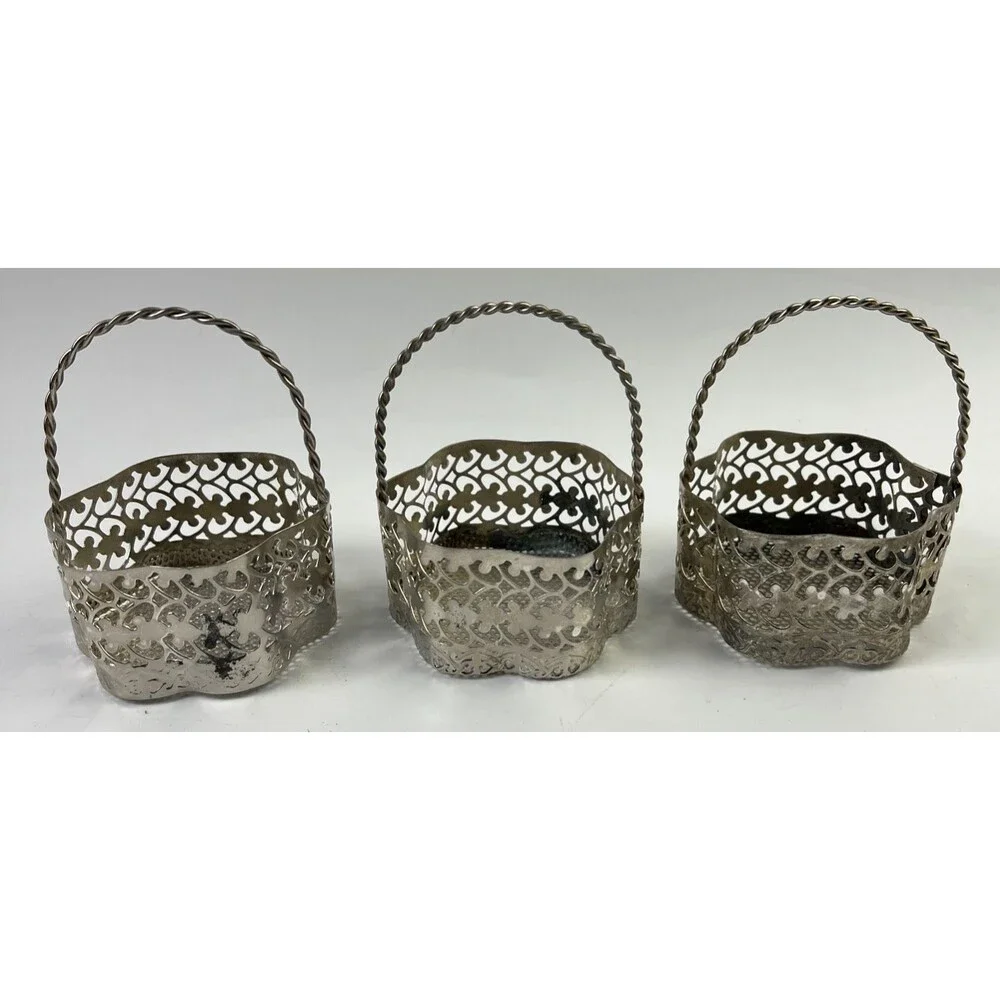 Lot of 6 Silver Plated Decorated Gift Baskets